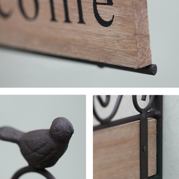 Country Pastoral Iron Birds Welcome Doorplate Wall Decoration Photography Props