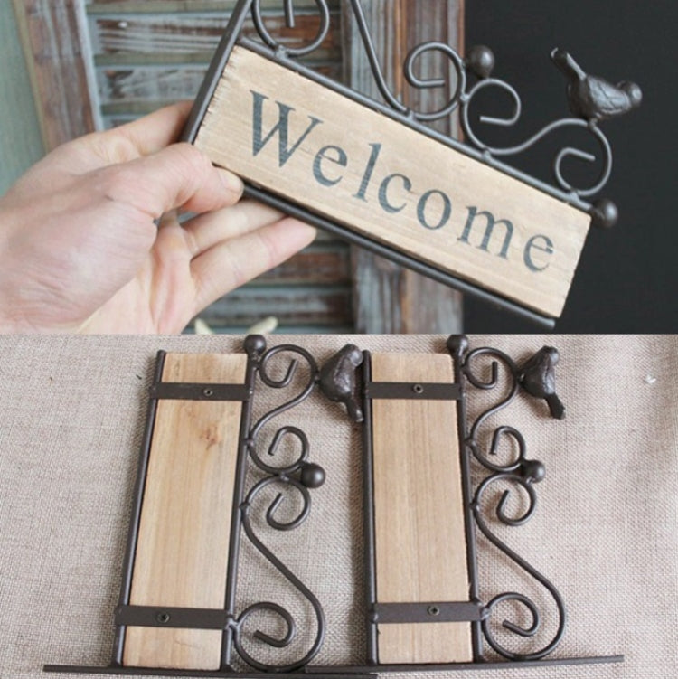 Country Pastoral Iron Birds Welcome Doorplate Wall Decoration Photography Props