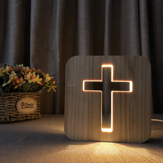 Cross Pine Craft Table Lamp Wooden LED Night Light