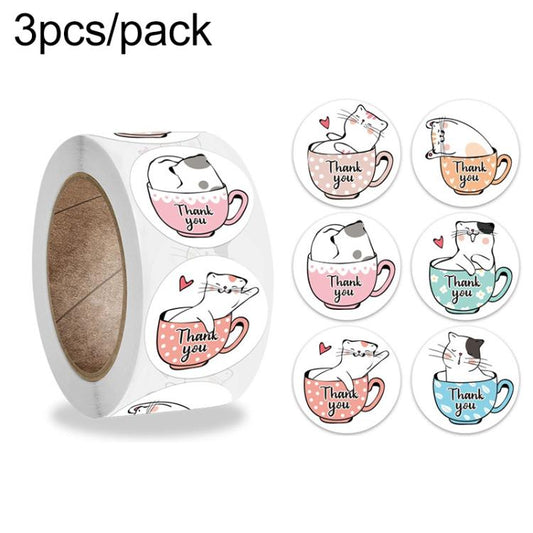 3 PCS Children Toy Stickers Office Stationery Decoration Label Sealing Sticker, K-47 2.5cm / 1inch
