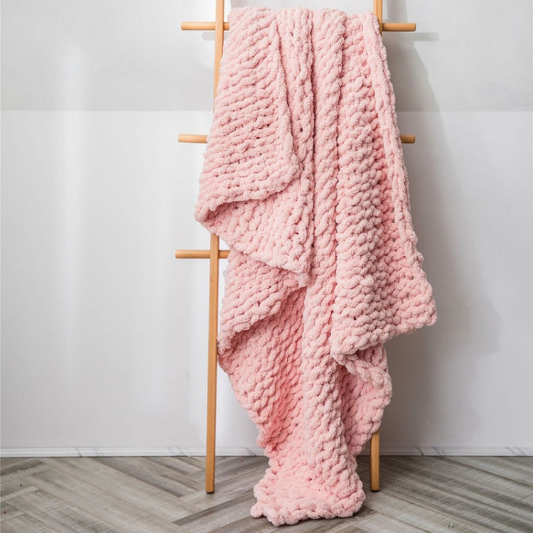 Handmade Thick Wool Knitted Blanket Sofa Chenille Stick Knitted Blanket