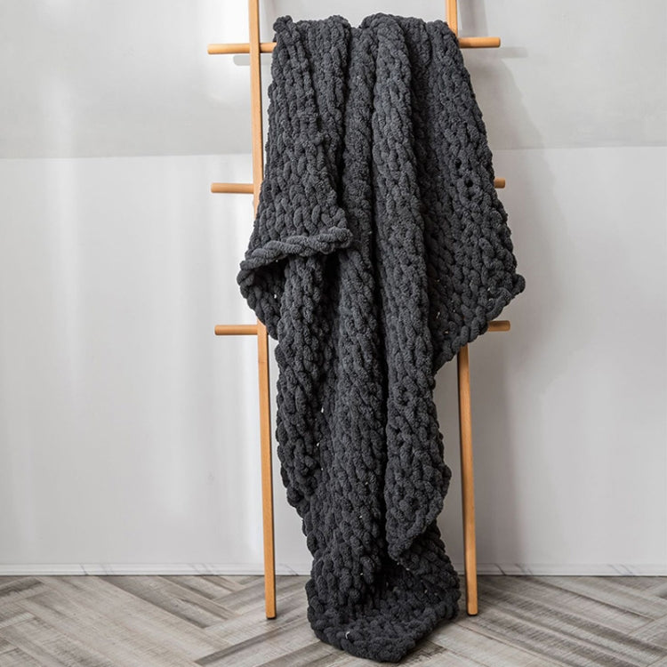 Handmade Thick Wool Knitted Blanket Sofa Chenille Stick Knitted Blanket