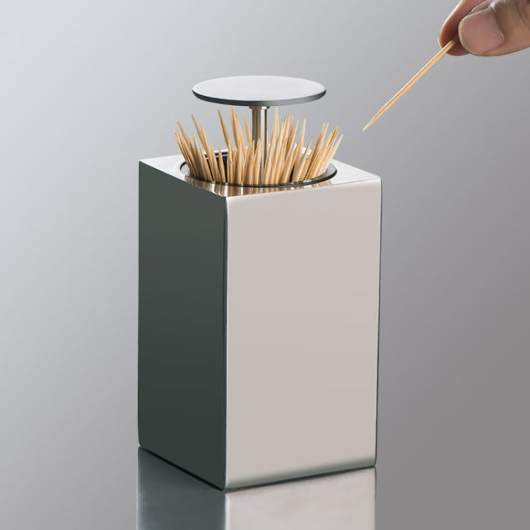 Push-Type Stainless Steel Toothpick Holder Portable Automatic Pop-Up Toothpick Storage Box