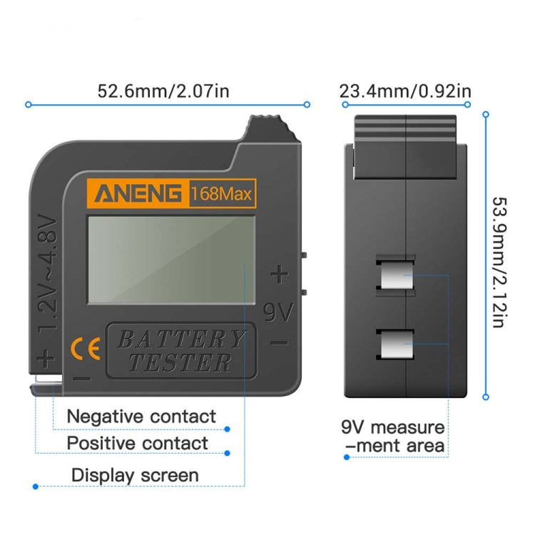 2 PCS ANENG 168MAX Portable Battery Tester High-Precision Battery Power Tester Battery Capacity Tester
