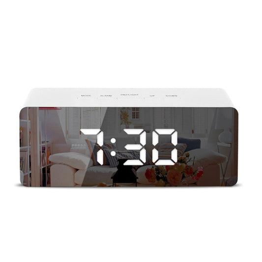 LED Mirror Alarm Clock Digital Snooze Table Clock Electronic Time Temperature Large Display with Wake Up Light