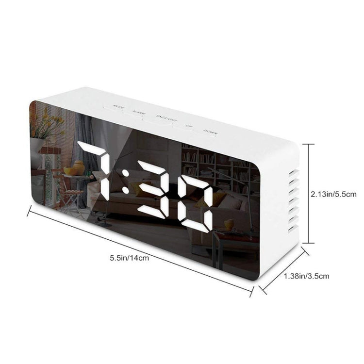 LED Mirror Alarm Clock Digital Snooze Table Clock Electronic Time Temperature Large Display with Wake Up Light