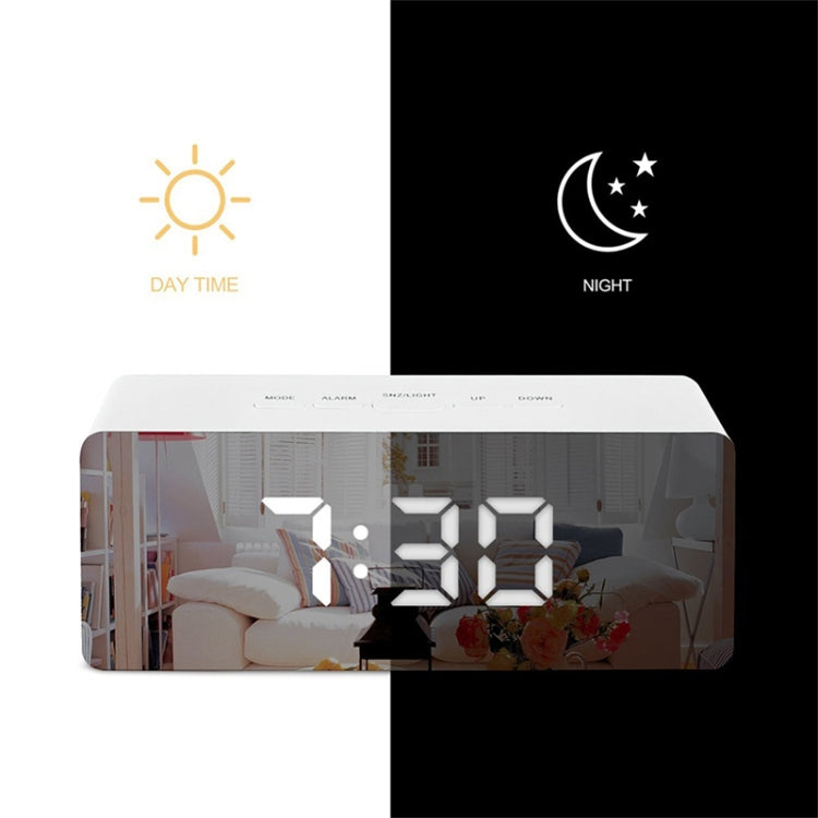LED Mirror Alarm Clock Digital Snooze Table Clock Electronic Time Temperature Large Display with Wake Up Light