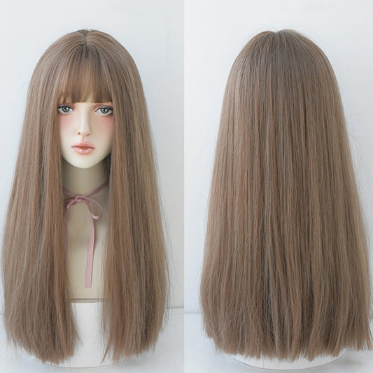 Wig Female Long Hair Full Headgear Straight Hair Natural Air Bangs Full Top Wig