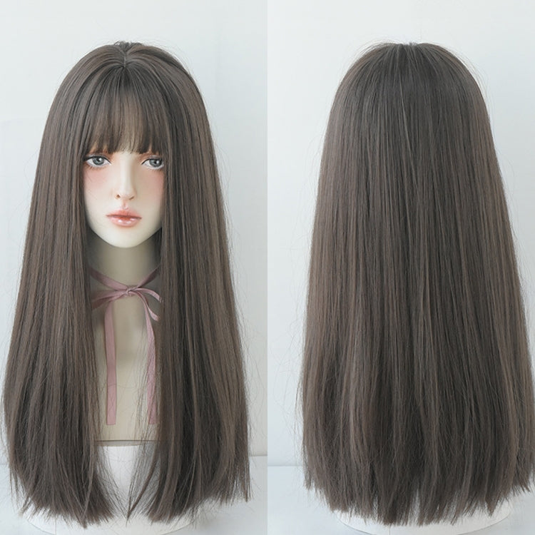 Wig Female Long Hair Full Headgear Straight Hair Natural Air Bangs Full Top Wig