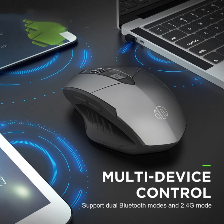 Inphic A1 6 Keys 1000/1200/1600 DPI Home Gaming Wireless Mechanical Mouse, Colour: Gray Wireless+Bluetooth 4.0+Bluetooth 5.0, Black Wireless+Bluetooth 4.0+Bluetooth 5.0, Black Wireless Charging Silent Version, Gray Wireless Charging Silent Version     ...