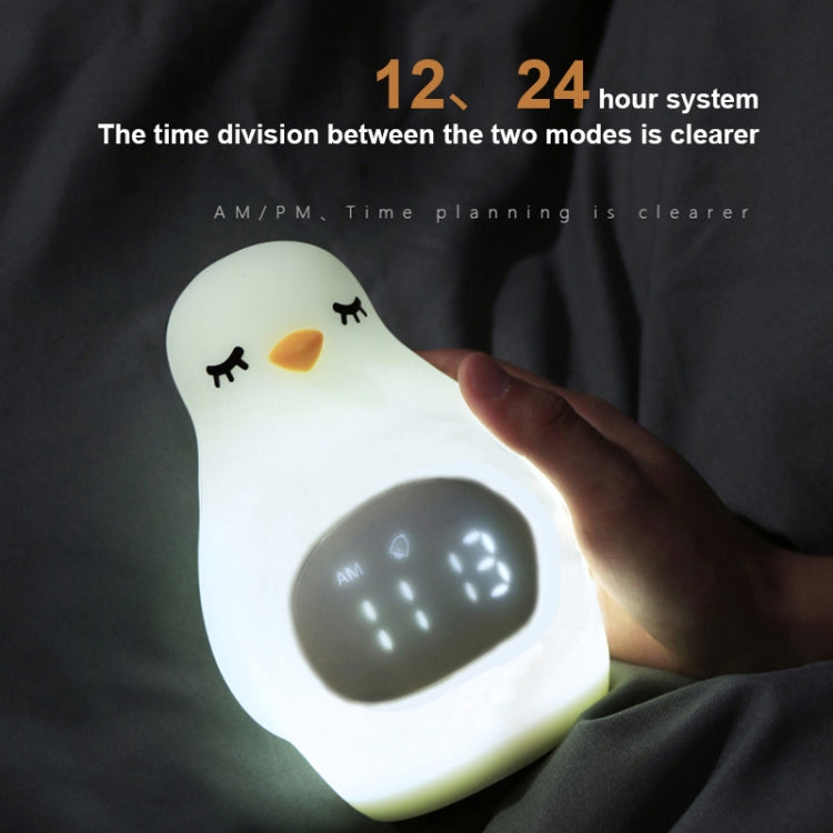 Creative Multifunctional Penguin Silicone Cute Beans Wake Children Sleeping LED Electronic Alarm Clock