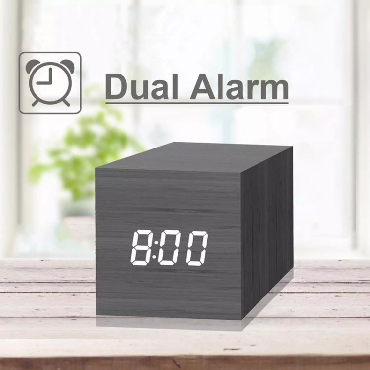 Multicolor Sounds Control Wooden Clock Modern Digital LED Desk Alarm Clock Thermometer Timer
