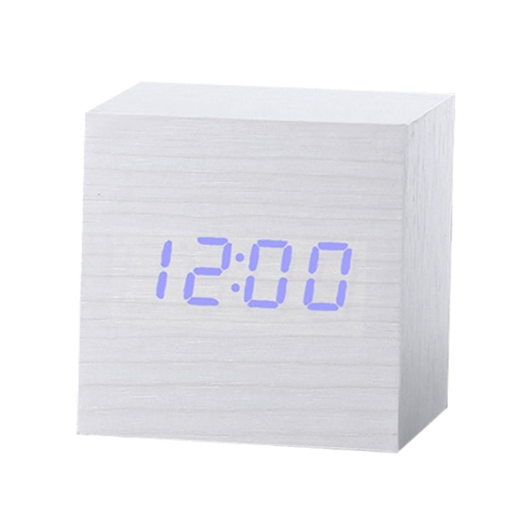 Multicolor Sounds Control Wooden Clock Modern Digital LED Desk Alarm Clock Thermometer Timer