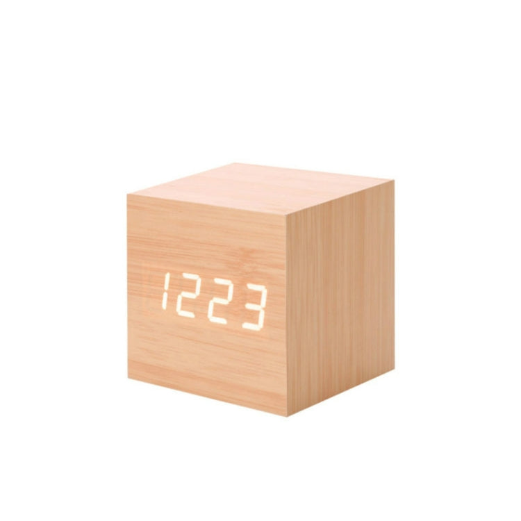 Multicolor Sounds Control Wooden Clock Modern Digital LED Desk Alarm Clock Thermometer Timer