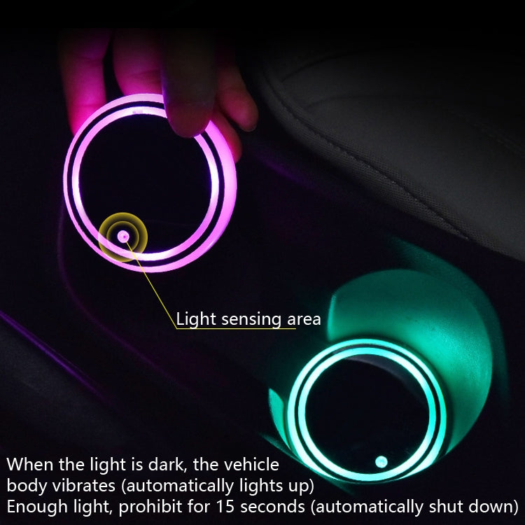 2 PCS Car LED Luminous Water Coaster Car Atmosphere Light USB Charging Non-Slip Coaster