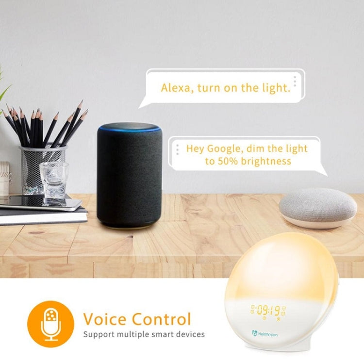 Alexa Voice-Activated Electronic Alarm Clock Sunrise Wake Up Night Light Support Smart APP Control,