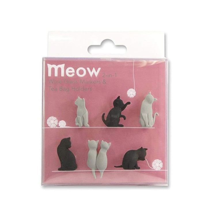 6pcs / Set Cat Drinks Wine Glass Marker Recognizer Tea Bag Hanging