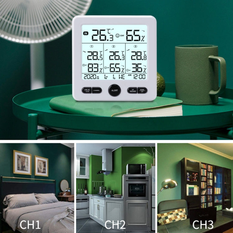 Three Dragged Multi-Function Wireless Thermometer And Hygrometer Indoor And Outdoor High-Precision Thermometer With Color Alarm