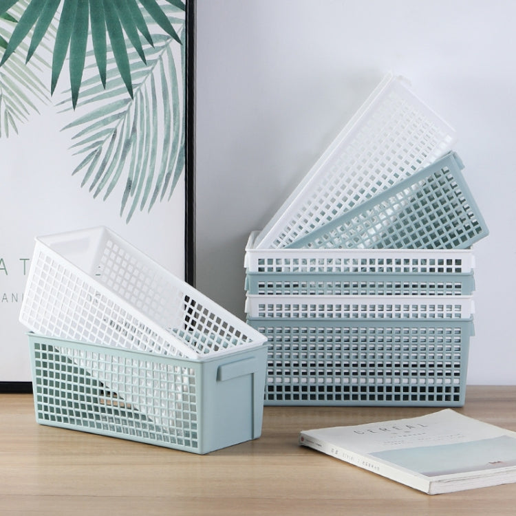 Desktop Snacks & Sundries Storage Basket Rectangular Plastic Storage Basket, Small （White）, Small （Light Green）, Large (White), Large（Llight Green）