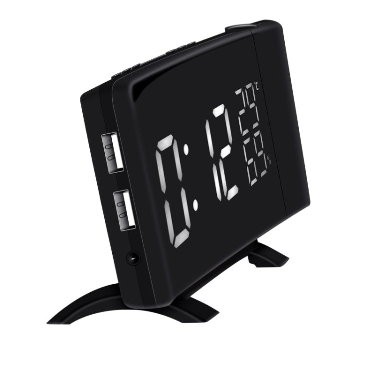 Three-color Projection Radio Alarm Clock USB Digital Alarm Clock Thermometer & Hygrometer