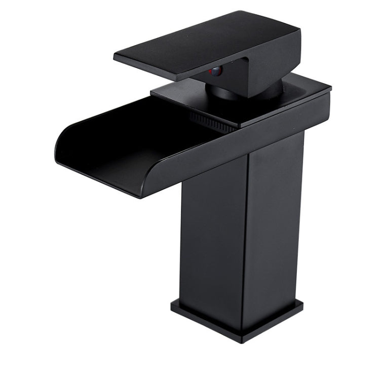 LED Three Lights Hot Cold Water Faucet Bathroom Waterfall Faucet CN Plug