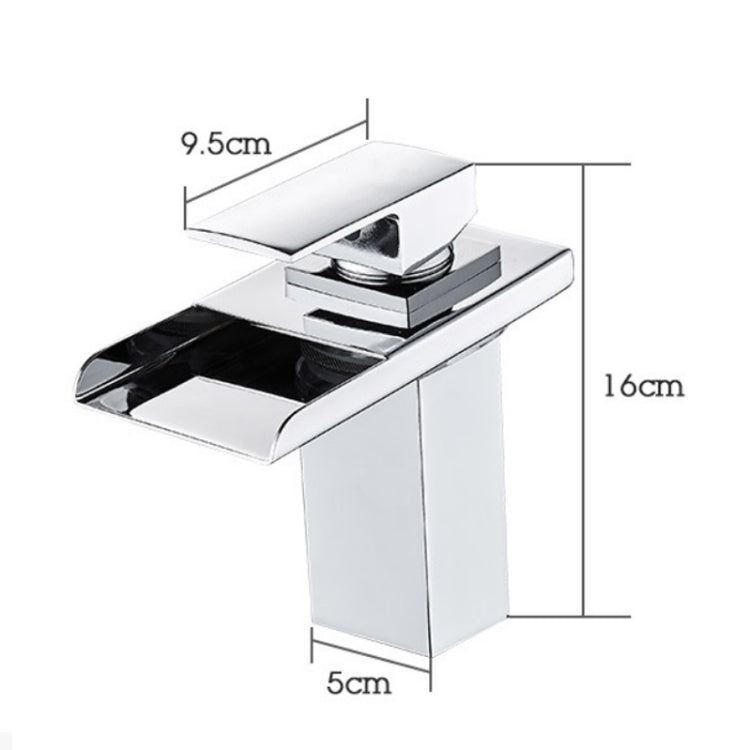 LED Three Lights Hot Cold Water Faucet Bathroom Waterfall Faucet CN Plug