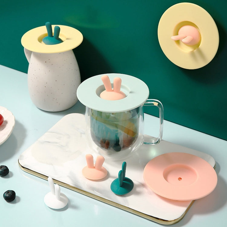 Food Grade Bunny Ears Shape Silicone Cup Lid Sealing Lid Cartoon Mug Dustproof Leak-Proof Lid
