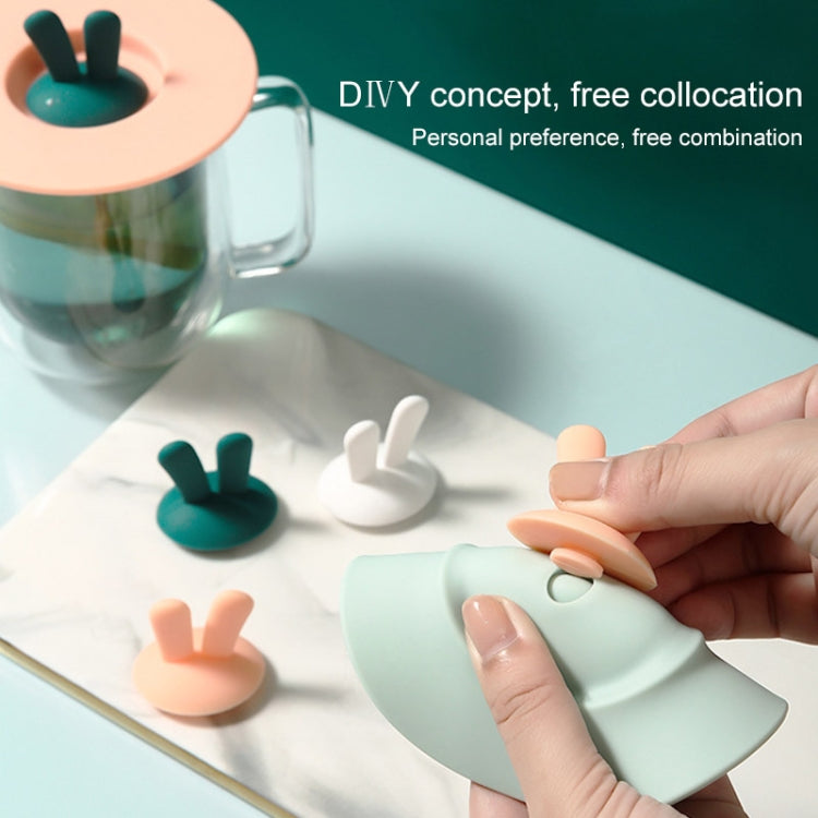 Food Grade Bunny Ears Shape Silicone Cup Lid Sealing Lid Cartoon Mug Dustproof Leak-Proof Lid