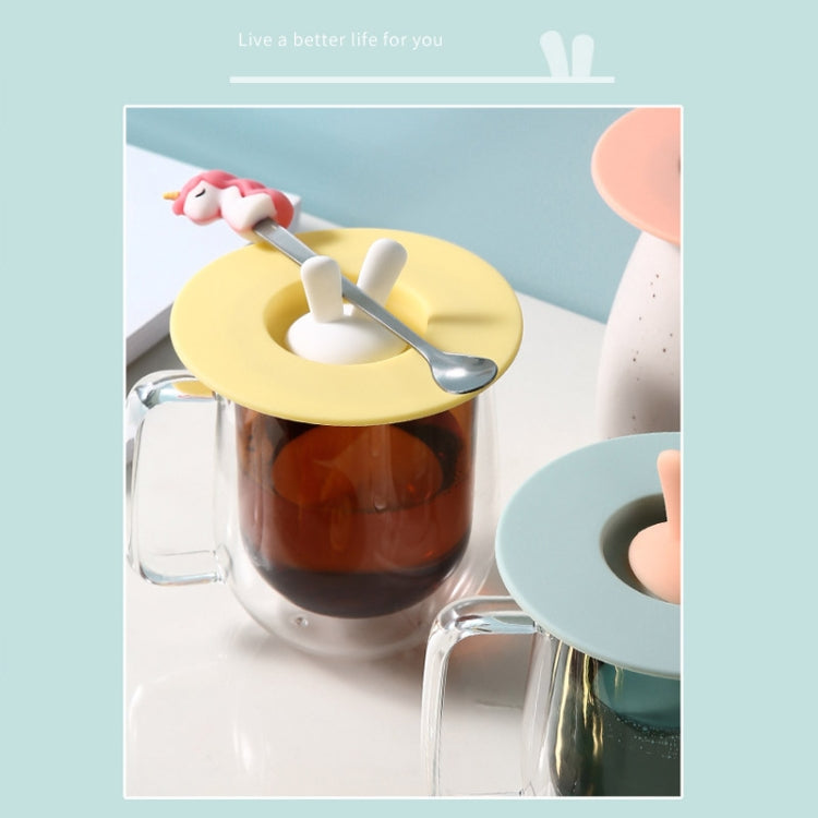 Food Grade Bunny Ears Shape Silicone Cup Lid Sealing Lid Cartoon Mug Dustproof Leak-Proof Lid