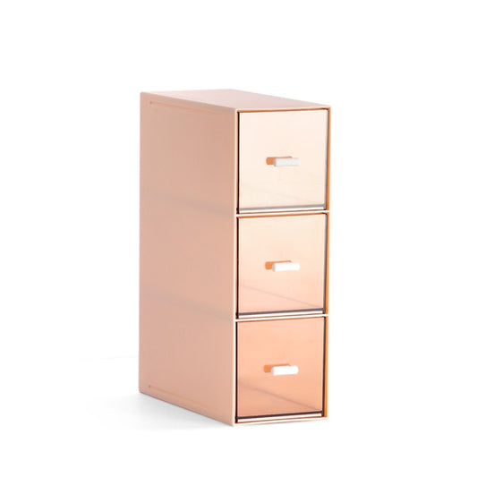 Desktop Drawer Storage Box Cosmetics Office Student Stationery Pen Dormitory Three Grid Desk Rack, Coral Powder, Ivory White, Glacier Blue