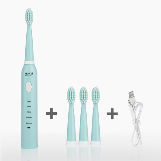 DELIPU Electric Toothbrush Rechargeable Sonic 5-Speed Adjustment Children Adult Household Waterproof Soft Hair Whitening Toothbrush, USB Charging Cable (Blue), USB Charging Cable (White), USB Charging Stand (Blue), USB Charging Stand(Pink)