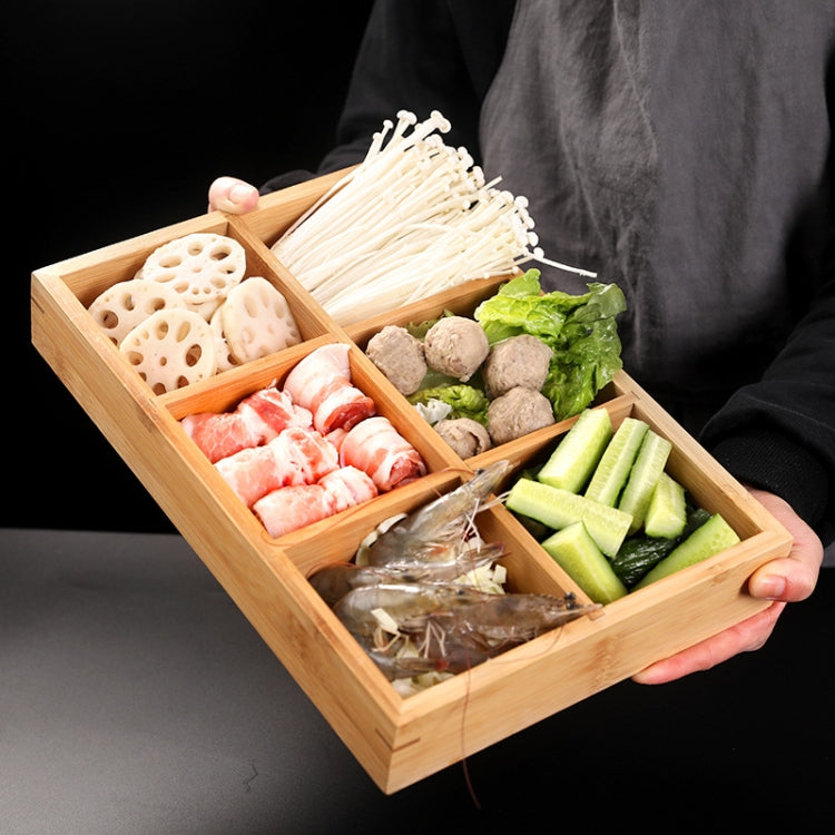 Hot Pot Bamboo Plate Compartmental Platter Vegetable Wood Tray Set