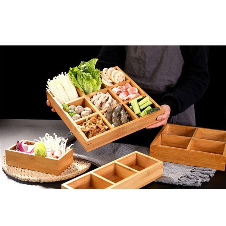 Hot Pot Bamboo Plate Compartmental Platter Vegetable Wood Tray Set