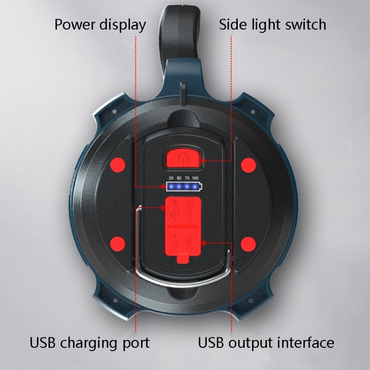 LED Mountaineering Waterproof Patrol USB Charging Flashlight with Power Bank Function