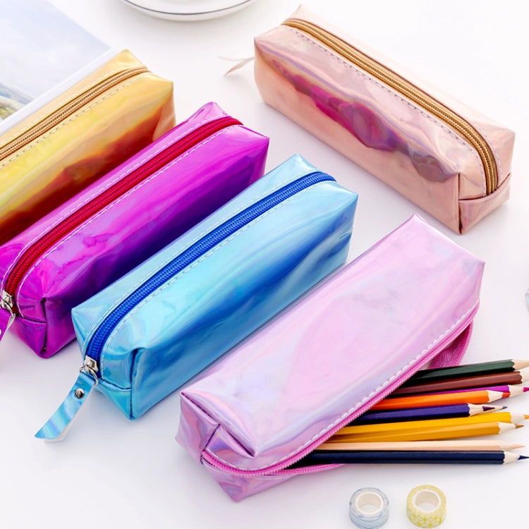 Iridescent Laser Pencil Case PU School Stationery Gift Cute Pencil Box
