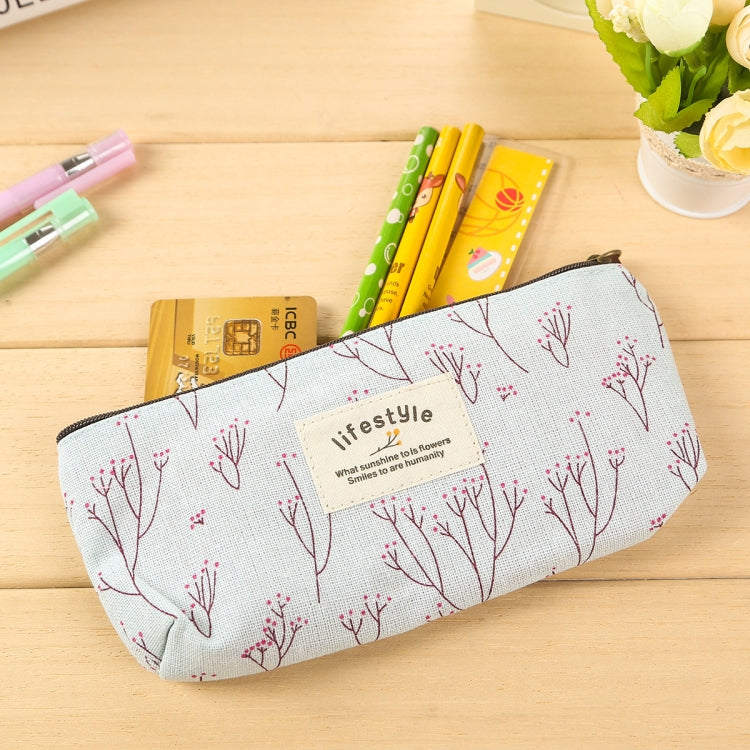 Cute Floral Canvas Zipper Pencil Cases Flower Tree Pen Bags
