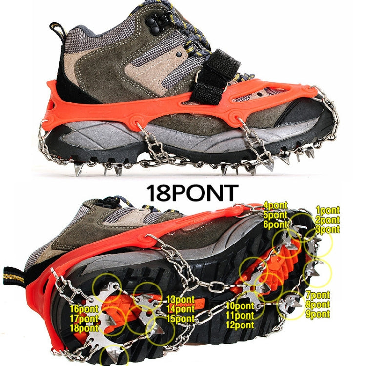 Outdoor 18-Tooth 430 Stainless Steel Crampons Snow Hiking Shoes Spikes Non-Slip Shoe Covers，SIze: