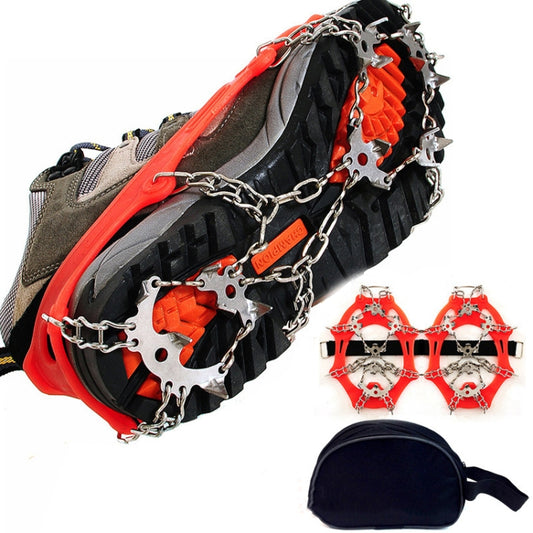 Outdoor 18-Tooth 430 Stainless Steel Crampons Snow Hiking Shoes Spikes Non-Slip Shoe Covers，SIze: