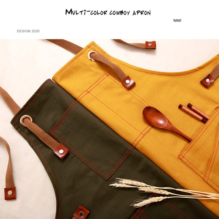 Household Denim Apron Barista Floral Tea Shop Barber Work Clothes