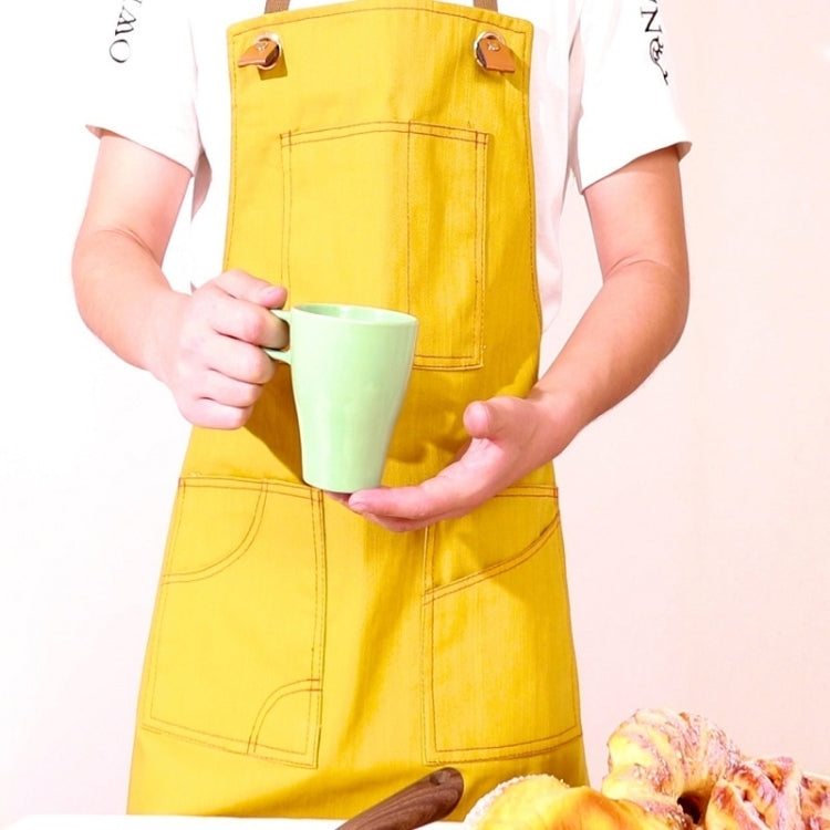 Household Denim Apron Barista Floral Tea Shop Barber Work Clothes