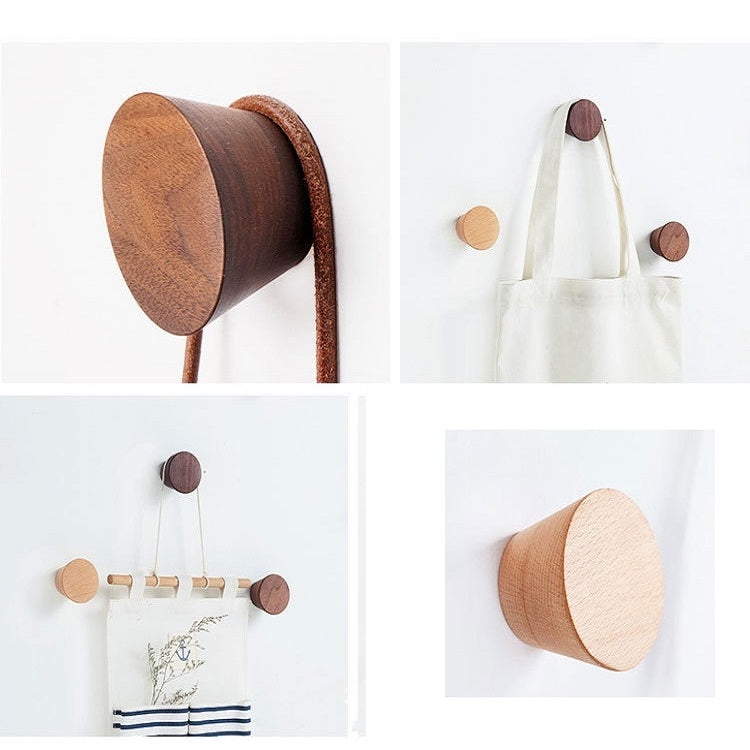 5 in 1 Solid Wood Coat Hook Wall Nail-Free Strong Sticky Hook