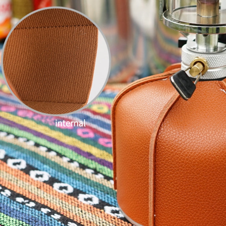 Outdoor Camping Flat Gas Tank Leather Case Camping Steam Lamp Fuel Tank PU Protective Cover