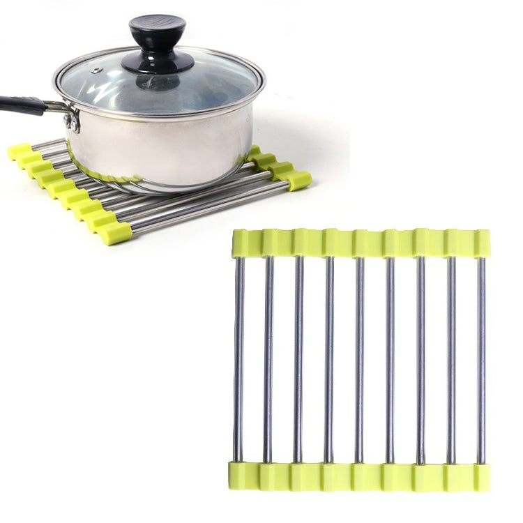 MS-202 Home Kitchen Stainless Steel Non-Slip Anti-Scalding Placemat Folding Heat Insulation Pot Mat, Color Random Delivery