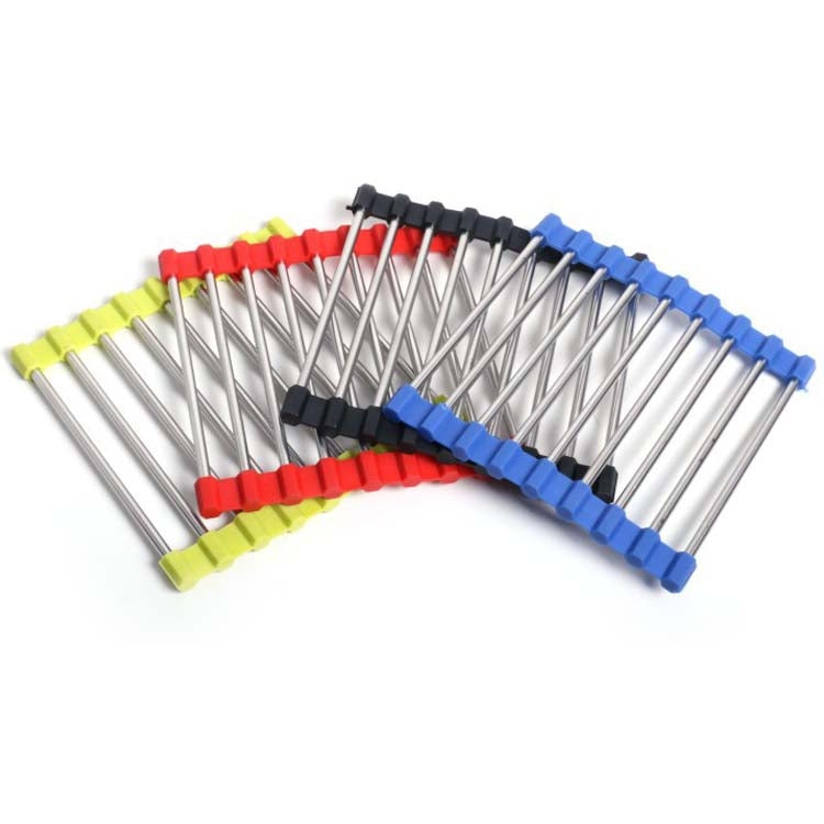 MS-202 Home Kitchen Stainless Steel Non-Slip Anti-Scalding Placemat Folding Heat Insulation Pot Mat, Color Random Delivery