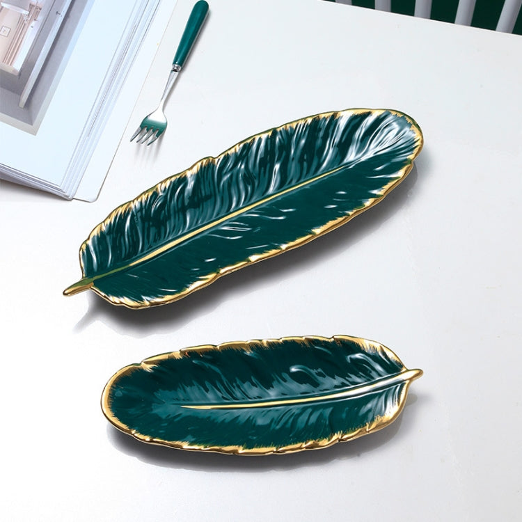 Phnom Penh Ceramic Dessert Plate Feather Plate Banana Leaf Fruit Dried Fruit Storage Tray, Size: