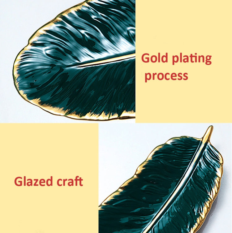 Phnom Penh Ceramic Dessert Plate Feather Plate Banana Leaf Fruit Dried Fruit Storage Tray, Size: