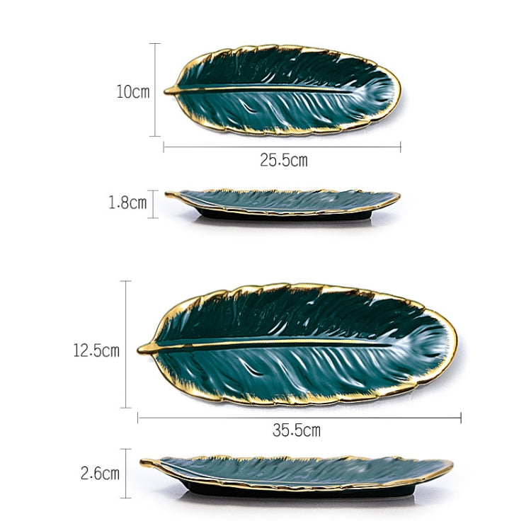 Phnom Penh Ceramic Dessert Plate Feather Plate Banana Leaf Fruit Dried Fruit Storage Tray, Size: