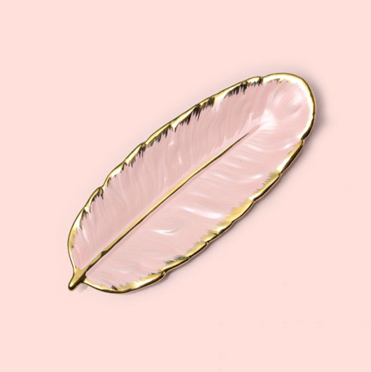 Phnom Penh Ceramic Dessert Plate Feather Plate Banana Leaf Fruit Dried Fruit Storage Tray, Size: