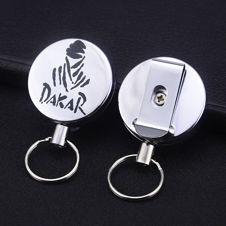 High Elasticity Retractable Wire Rope Key Ring Outdoor Anti-Lost Anti-Theft Retractable Key Ring Random Pattern Delivery