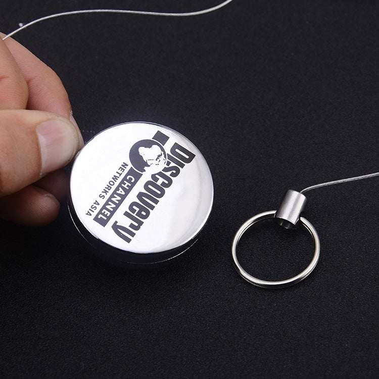 High Elasticity Retractable Wire Rope Key Ring Outdoor Anti-Lost Anti-Theft Retractable Key Ring Random Pattern Delivery